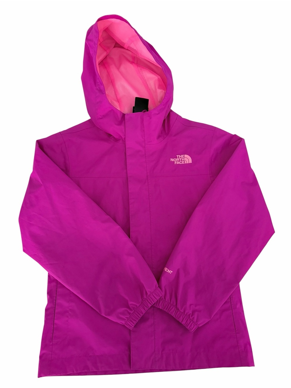 THE NORTH FACE Pink HyVent Hooded Rain Jacket Windbreaker girls small 7/8
